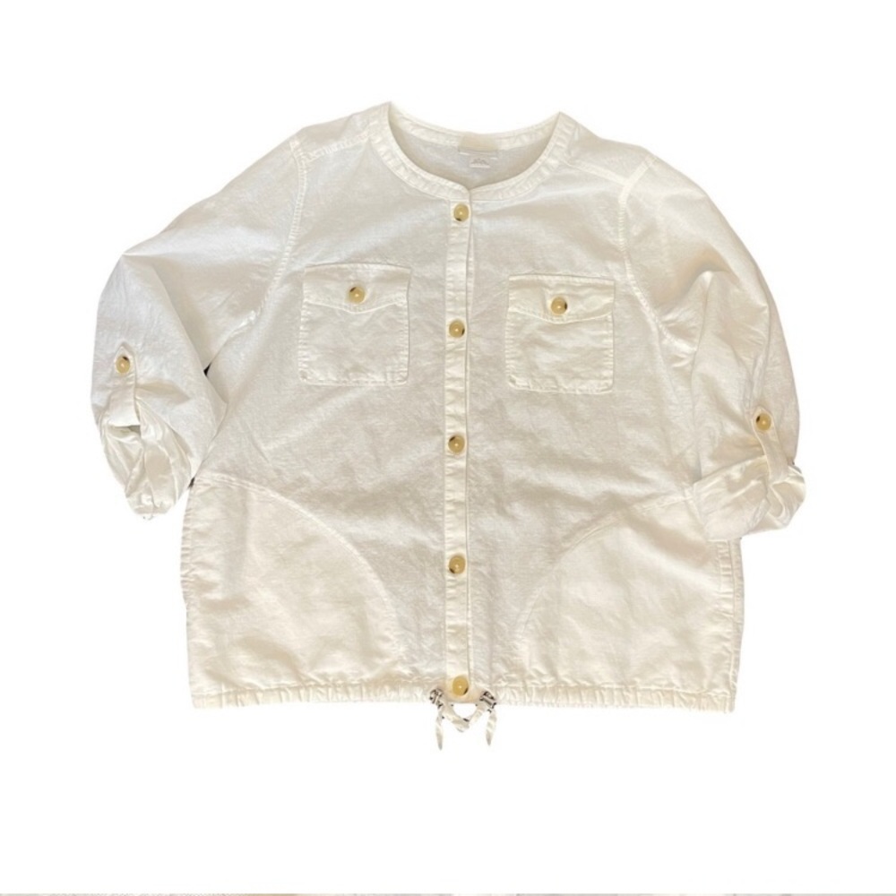 LIZ Claiborne Linen Blend Button Down Top